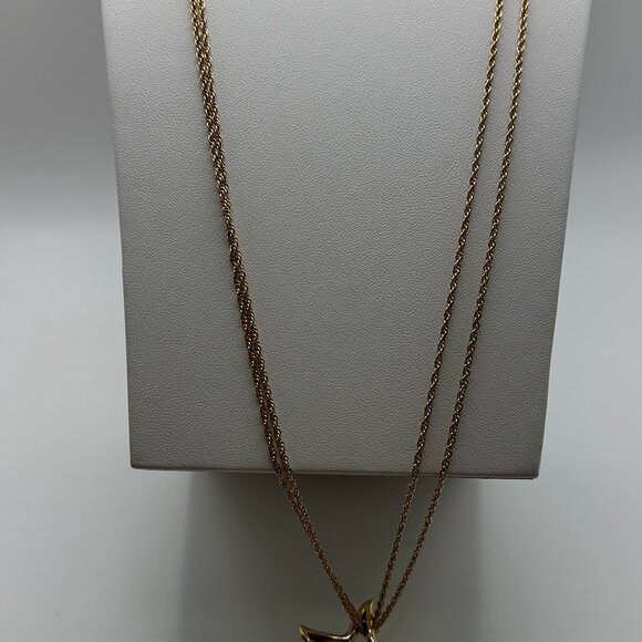VTG Givenchy Luxury Brand.  Rare. Open Star Pendant on Double Gold-Tone Chain - Picture 3 of 13